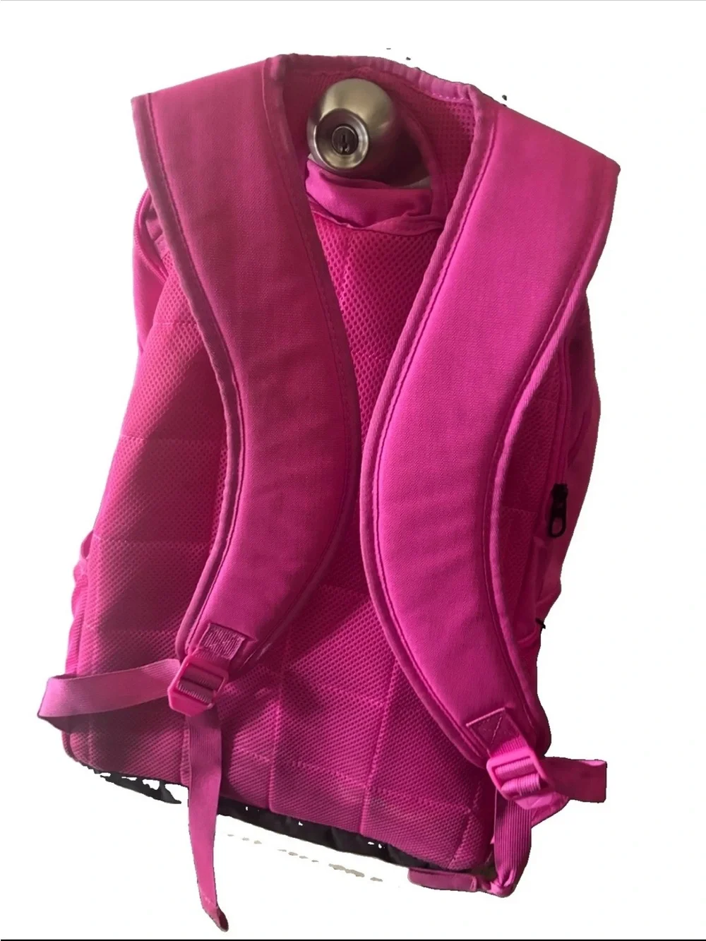 Nike large Backpack Pink/Black 7 zippers, basketball pocket